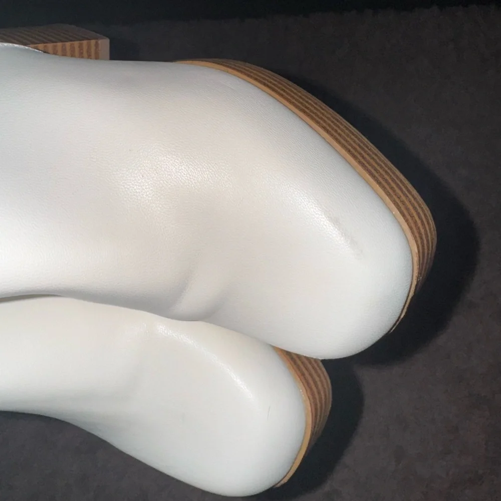 Sugar White Ankle Boots with Brown Heel - Picture 6 of 8